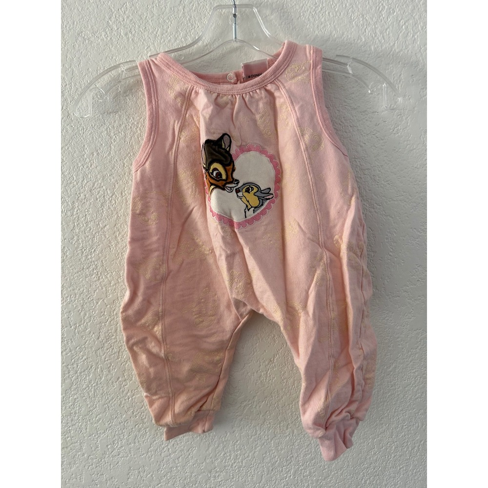 Vintage Disney Store Bambi Thumper Pink Sleeveless Romper 12 Months Cotton